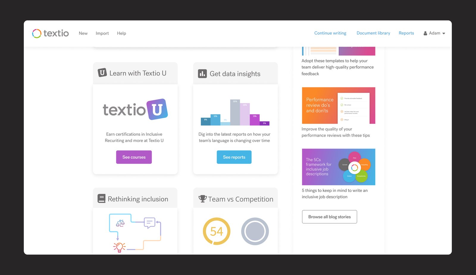 Textio Hub home